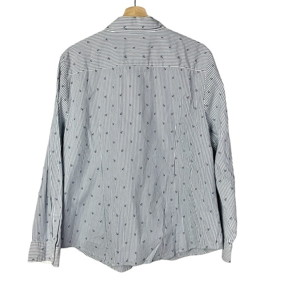 Nautica Blue & White Stripe Anchor Print Long Sleeve Button Down XXL - Picture 2 of 3